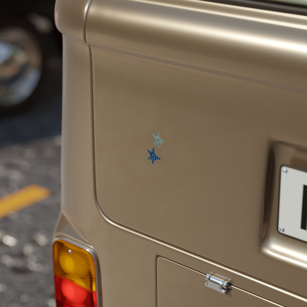 Blue Swirl Star Die-Cut Sticker — Waterproof Outdoor Vinyl