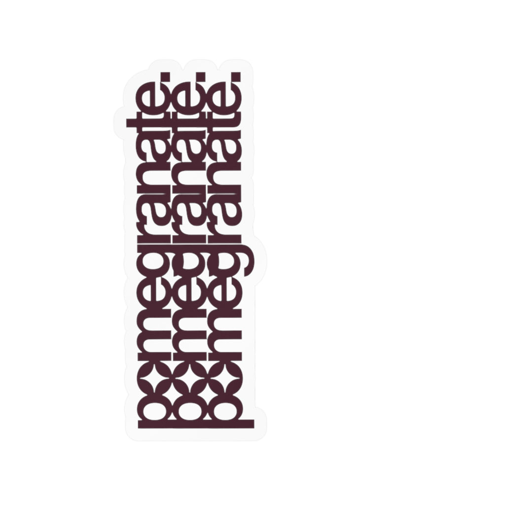 Pomegranate Vertical Script Vinyl Decal — Kiss-Cut Typographic Sticker