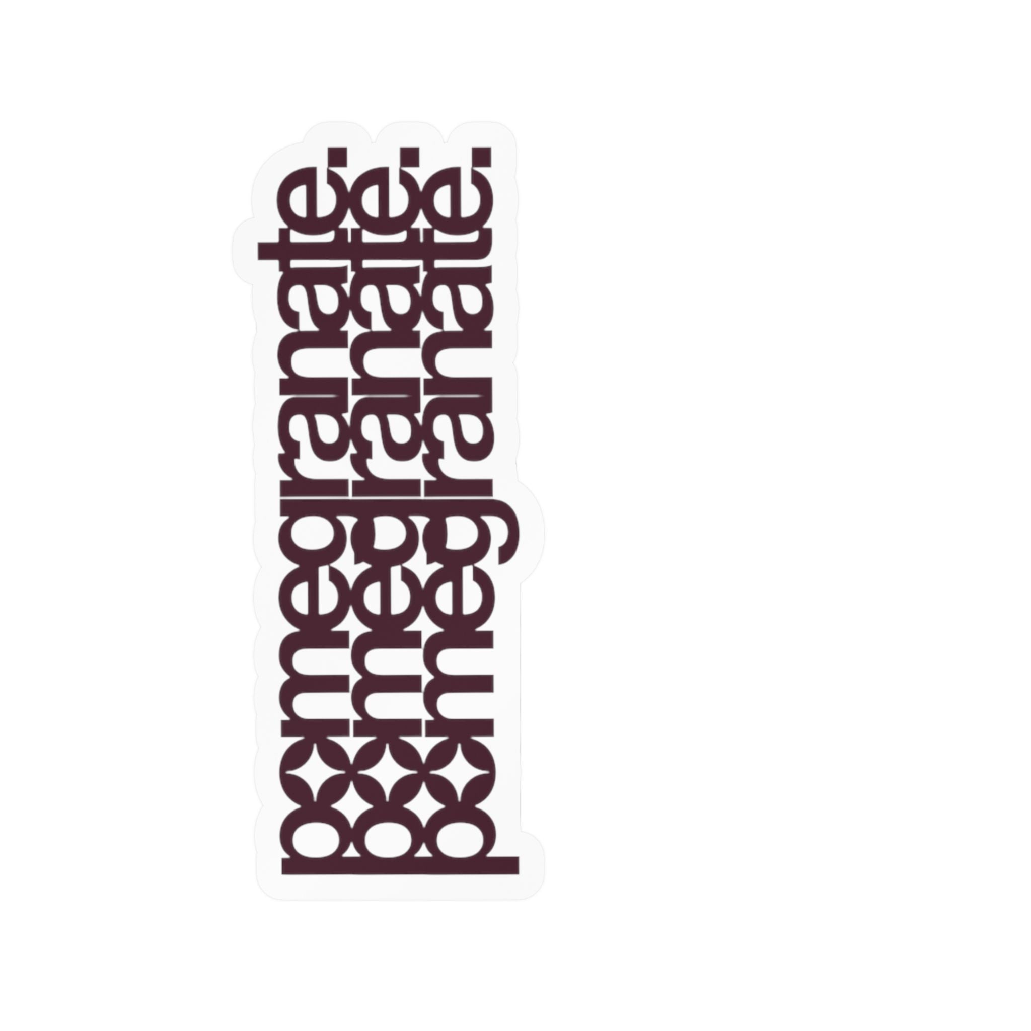 Pomegranate Vertical Script Vinyl Decal — Kiss-Cut Typographic Sticker
