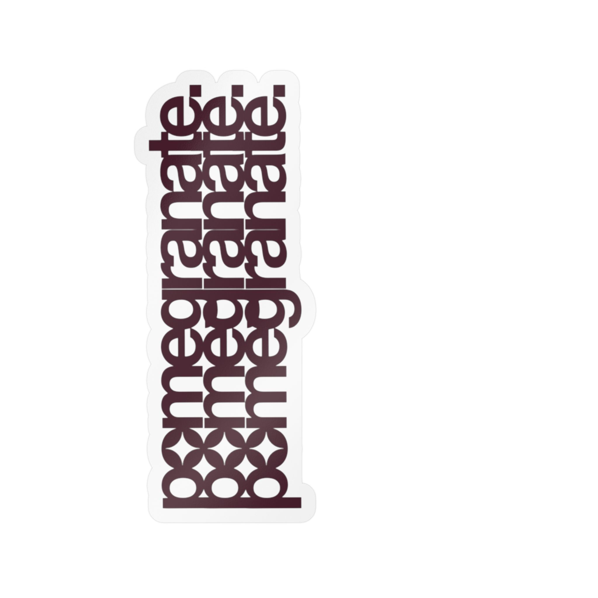 Pomegranate Vertical Script Vinyl Decal — Kiss-Cut Typographic Sticker