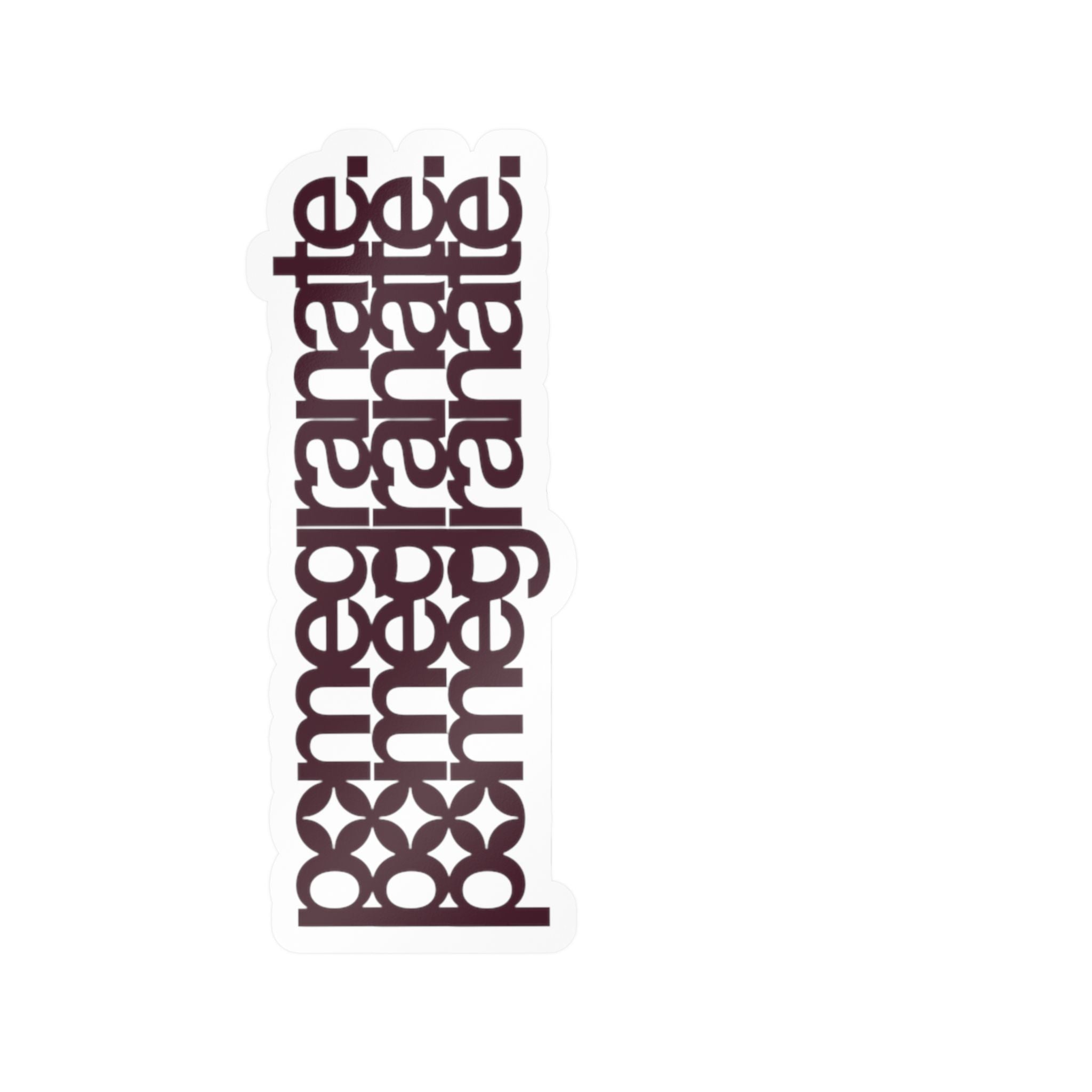 Pomegranate Vertical Script Vinyl Decal — Kiss-Cut Typographic Sticker